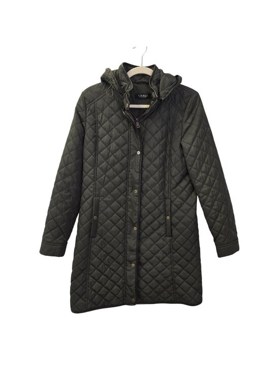Lauren Ralph Lauren Black Label Jackets & Blazers - Lauren Ralph Lauren Black Label Quilted Vegan Leather Trim Hooded Coat Size Smal
